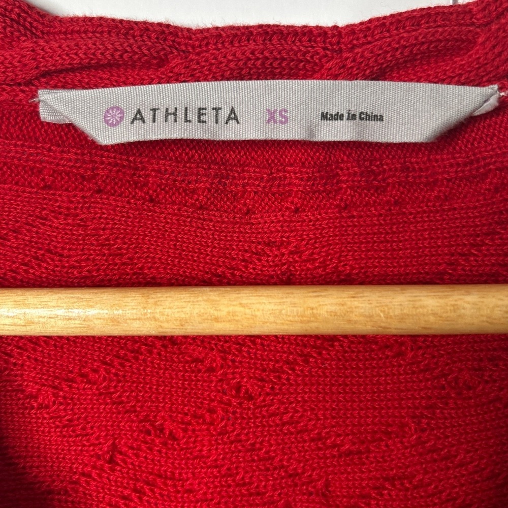 Athleta Alta Sweater Dress XS Red Organic Cotton Wool Braided Twee Collegiate - Picture 3 of 15